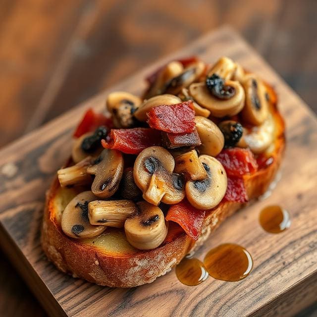 Bacon n Truffle Mushroom On Toast Six Ounces Coffee